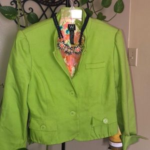Lime green multi colored floral design lining